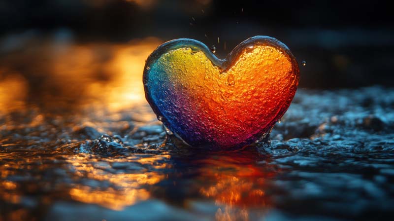 دانلود عکس قلب نارنجی میان کف ها