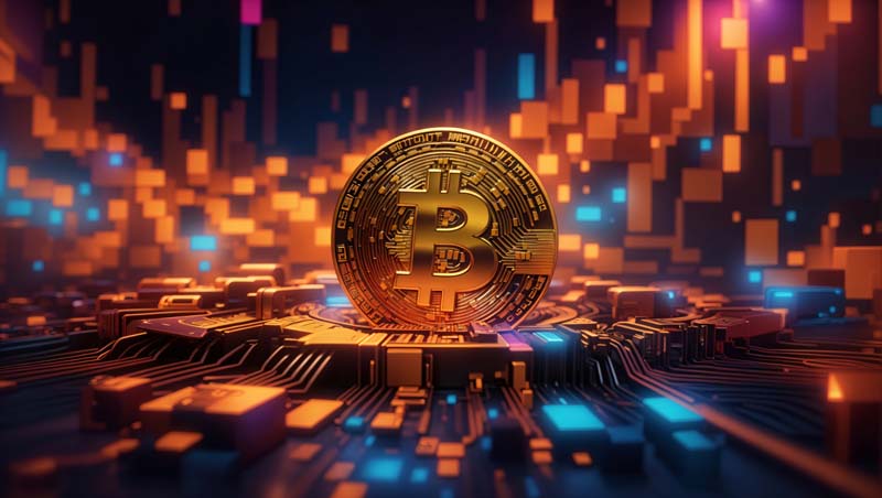 تصویر بیت کوین روی کیت سه بعدی