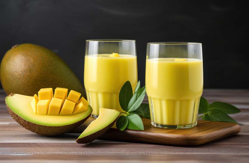 تصویر لارج فرمت از لیوان آبمیوه  روی چوب صیقلی