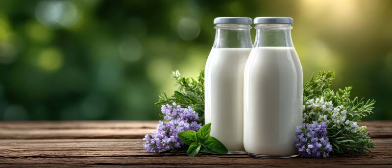عکس لارج فرمت از دو  بطری شیر درب بسته