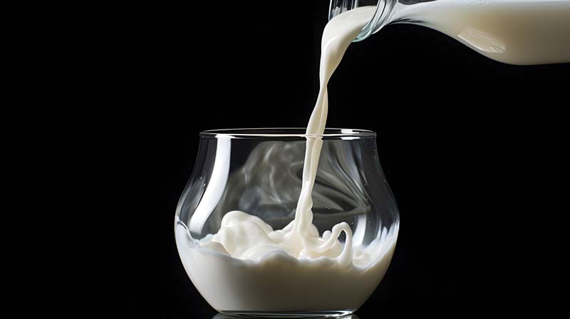 عکس لارج فرمت از ریختن شیر به لیوان خمره ای
