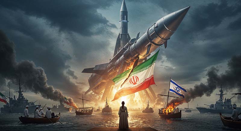 تصویر موشک ایرانی در روی دریا