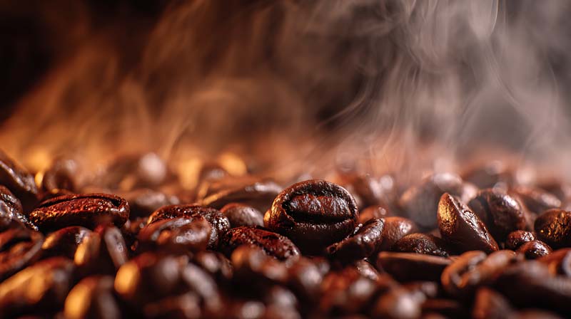 تصویر با کیفیت از رست کردن دانه های قهوه