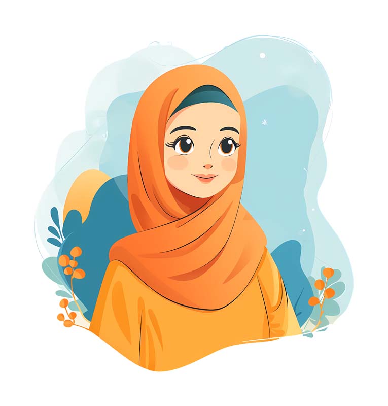دانلود طرح زیبای گرافیکی خانم با شال نارنجی