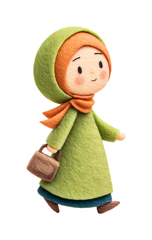 دانلود طرح زیبای گرافیکی دختر با مانتو سبز