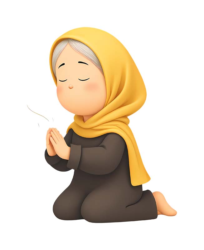 دانلود طرح زیبای گرافیکی پیرزن در حال دعا