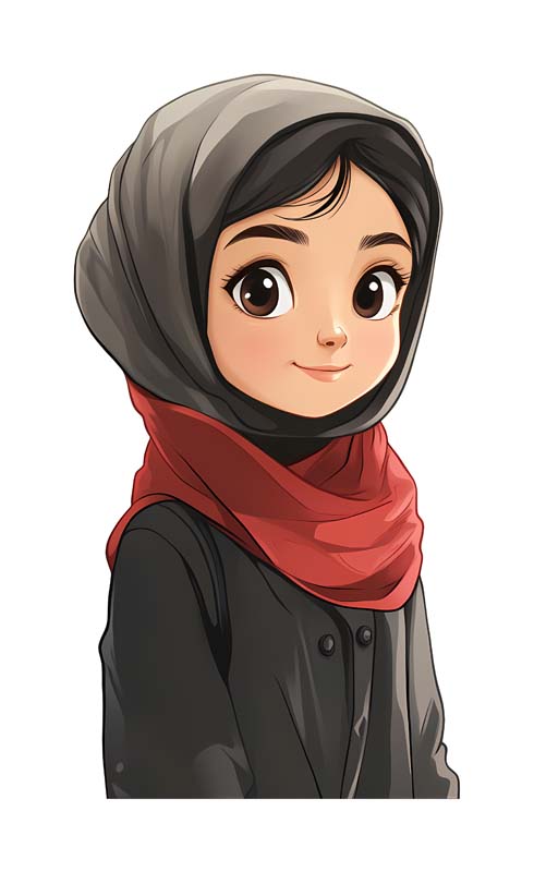 دانلود طرح زیبای گرافیکی خانم با شال سرخ