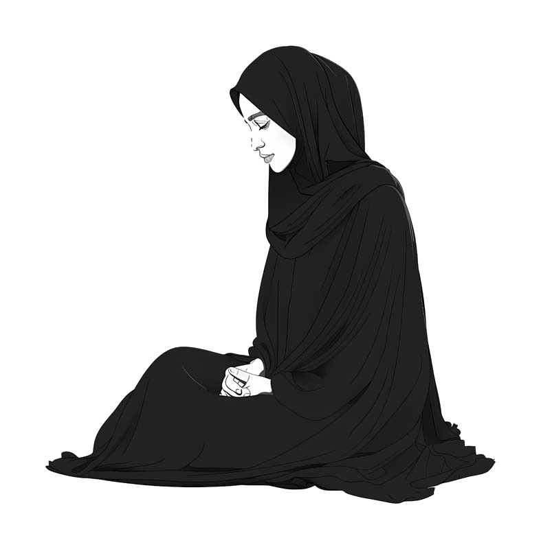 دانلود طرح زیبای گرافیکی خانم چادری نشسته