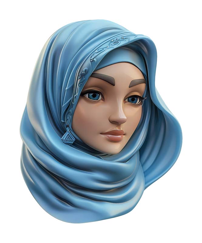 دانلود طرح زیبای گرافیکی خانم با روسری آبی