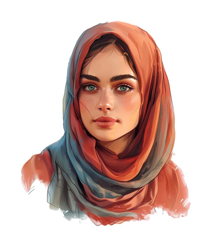 دانلود طرح زیبای گرافیکی خانم زیبای محجبه