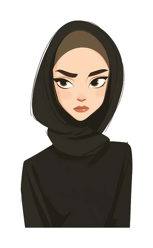 دانلود طرح زیبای گرافیکی خانم اخمو محجبه