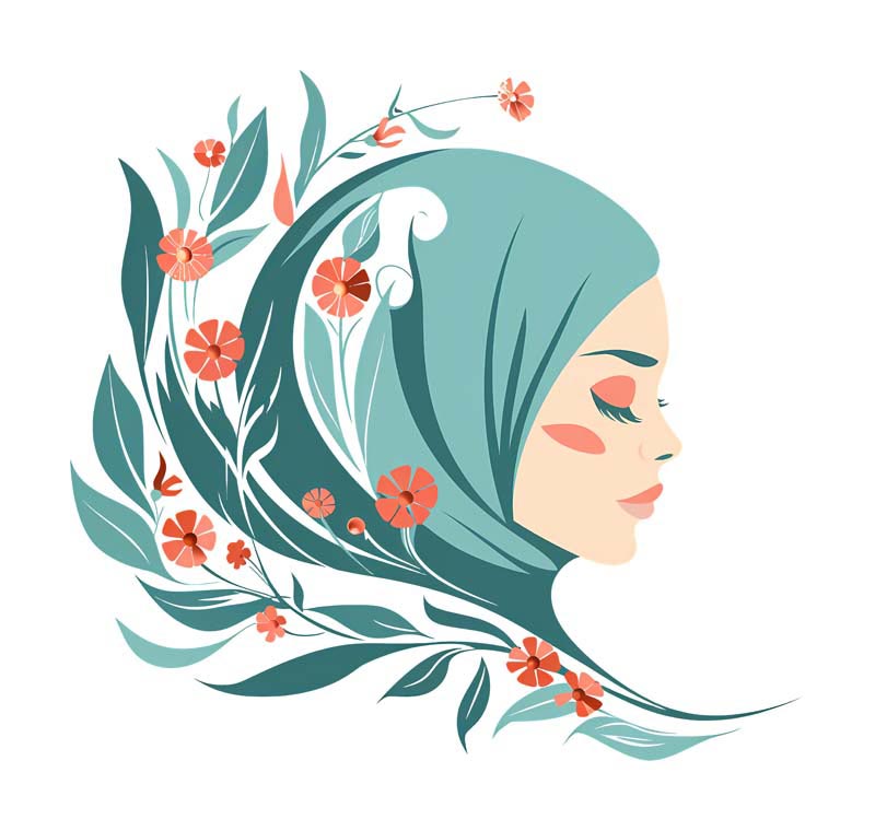 دانلود طرح زیبای گرافیکی خانم محجبه با گل