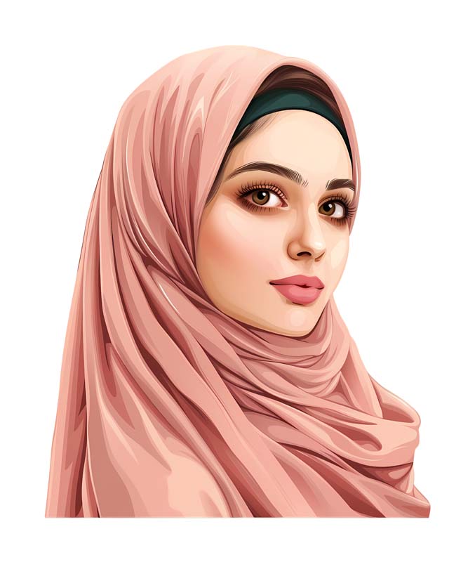 دانلود طرح زیبای گرافیکی خانم محجبه با شال صورتی