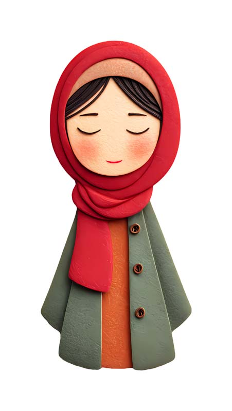 دانلود طرح زیبای گرافیکی زن مومن با شال سرخ