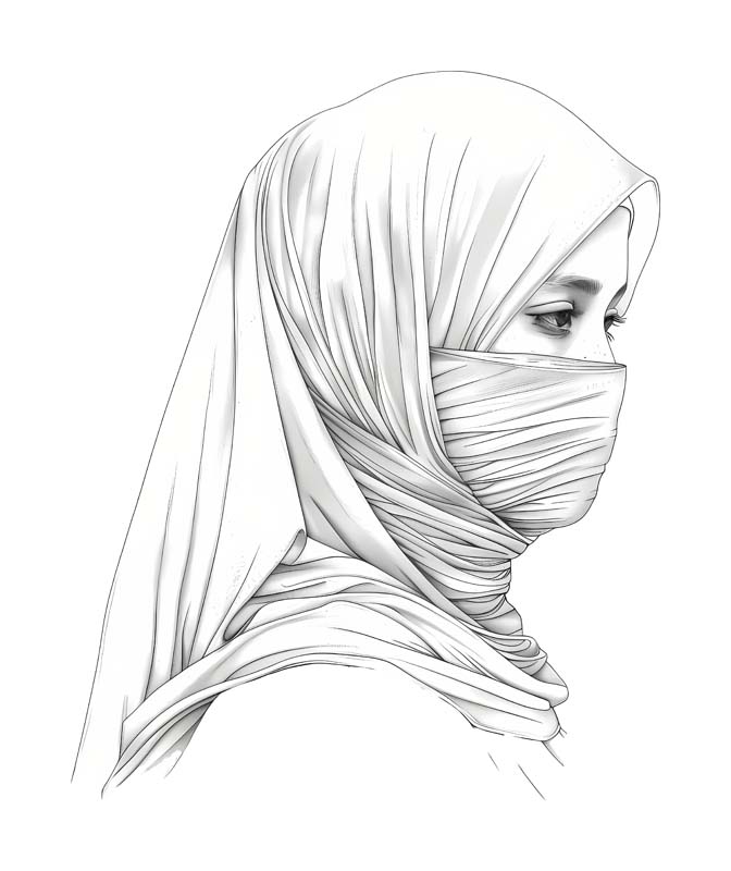 دانلود طرح زیبای گرافیکی زن با روبنده