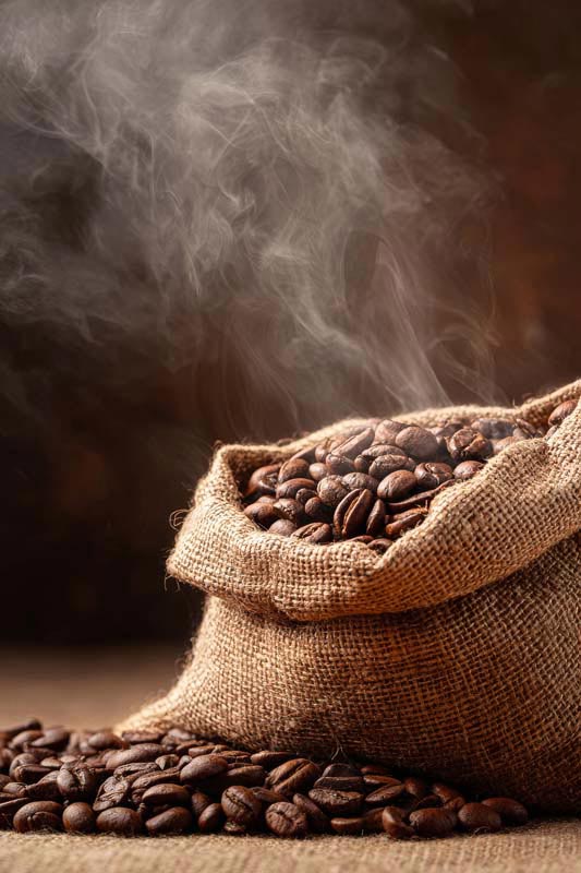 عکس زیبا از گونی قهوه و دود