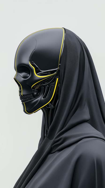 دانلود تصویر هنری خانم با ماسک جمجمه