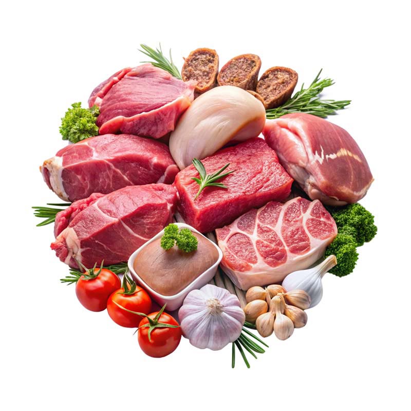 طرح دوربری شده از انواع گوشت