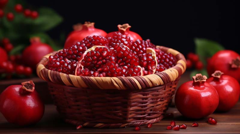 تصویر با کیفیت سبد حصیری انار