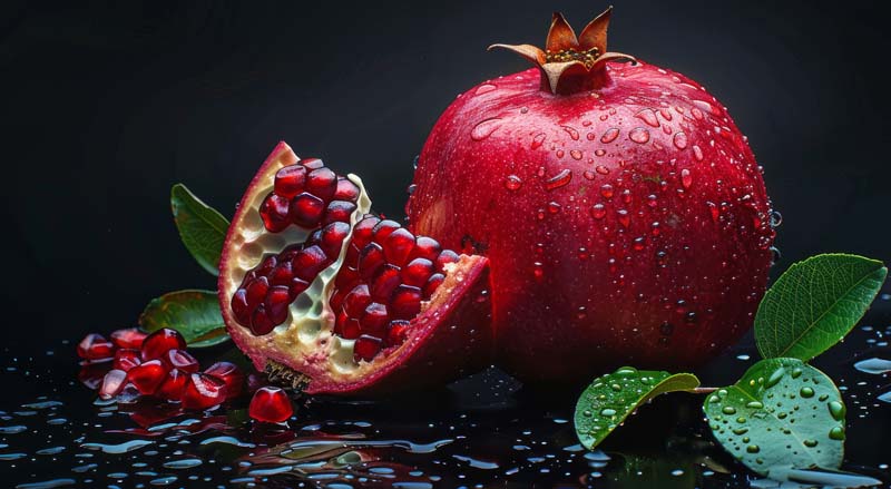 تصویر بسیار زیبای انار با پس زمینه مشکی