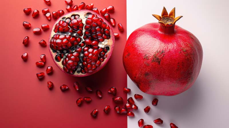 تصویر بسیار زیبای انار با پس زمینه دو رنگ