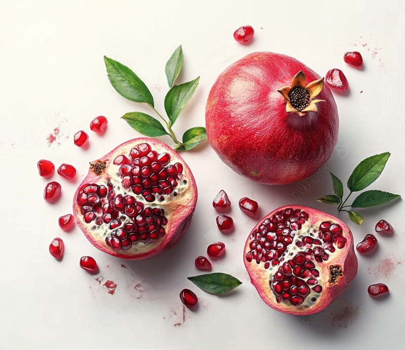 تصویر بسیار زیبای انار و برگ
