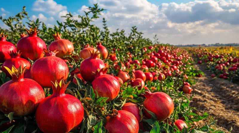 تصویر بسیار زیبای باغ انار