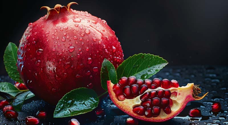 تصویر بسیار زیبای یک عدد انار خیس