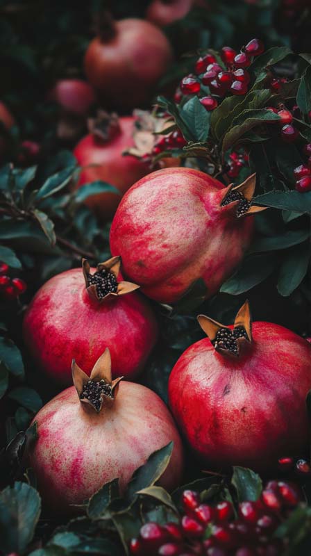 تصویر بسیار زیبای انار و برگ سبز
