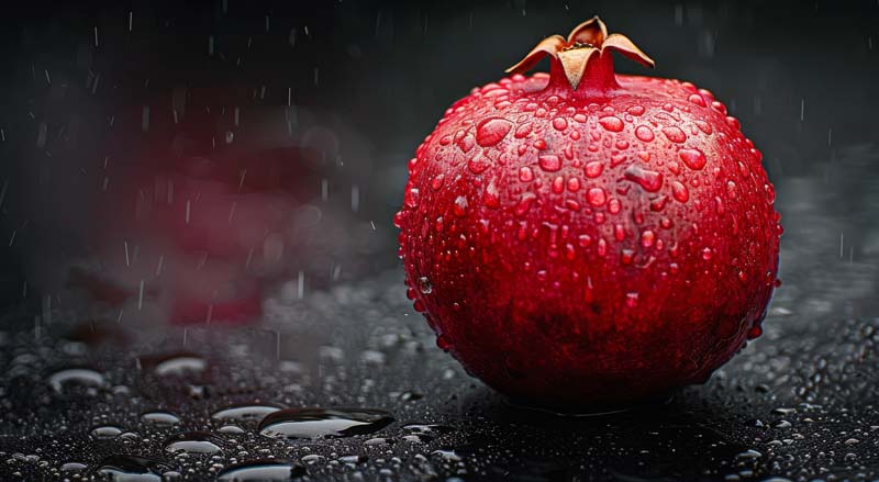 تصویر باکیفیت یک عدد انار زیر باران