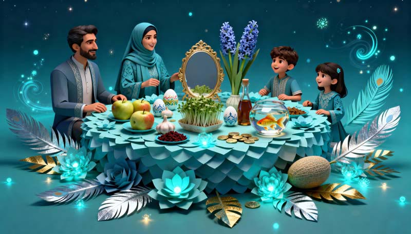 دانلود تصویر گرافیکی سفره هفت سین صمیمی