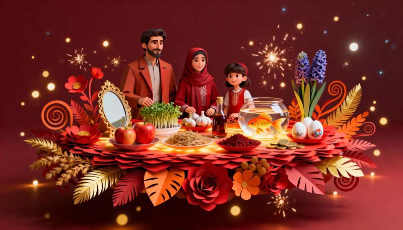 دانلود تصویر گرافیکی سفره هفت سین سرخ