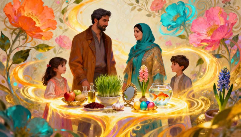 دانلود تصویر گرافیکی سفره هفت سین کارتونی