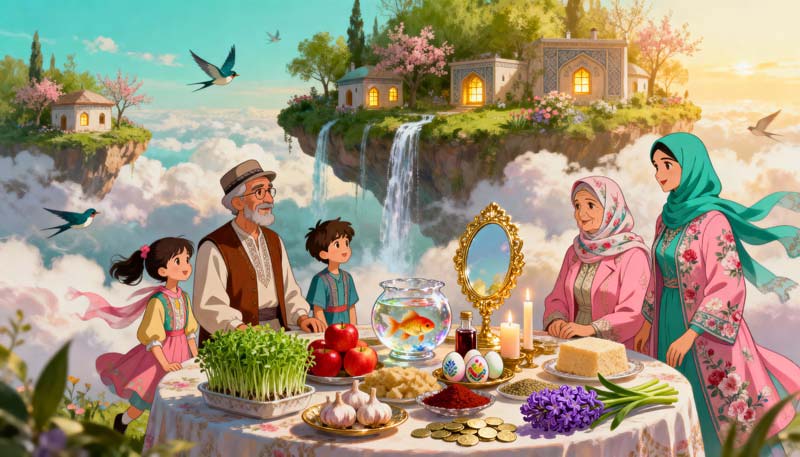 عکس گرافیکی سفره هفت سین خانواده