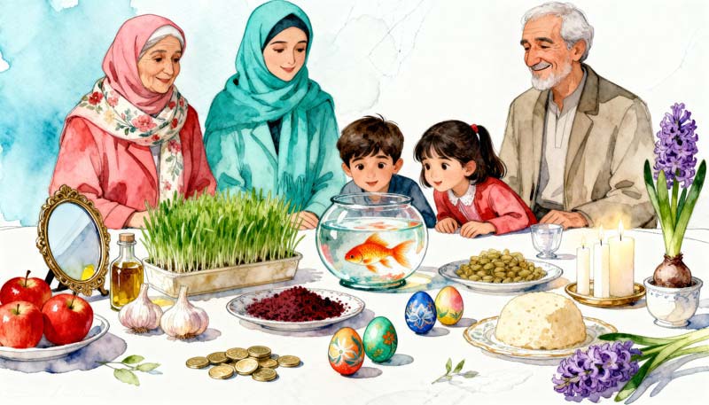 عکس گرافیکی سفره هفت سین دورهم