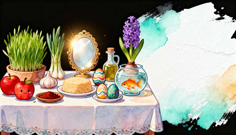 عکس گرافیکی سفره هفت سین سال نو زیبا