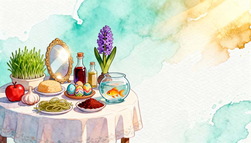 عکس گرافیکی سفره هفت سین سال نو سفید
