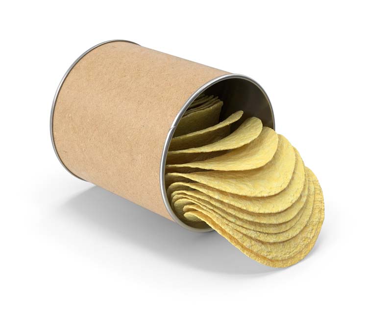 طرح دوربری شده از ظرف چیپس