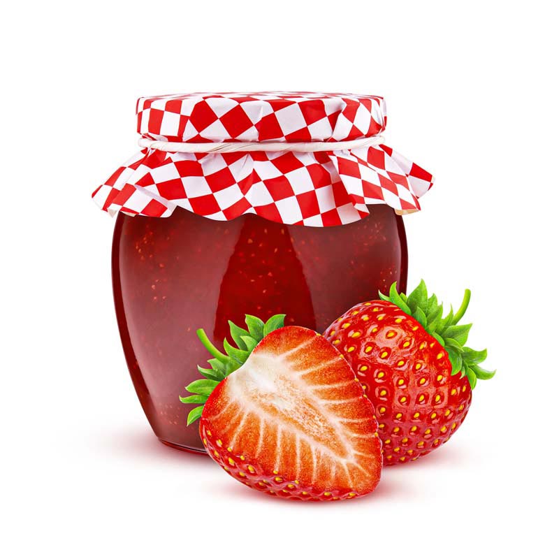 طرح دوربری شده مربای توت فرنگی