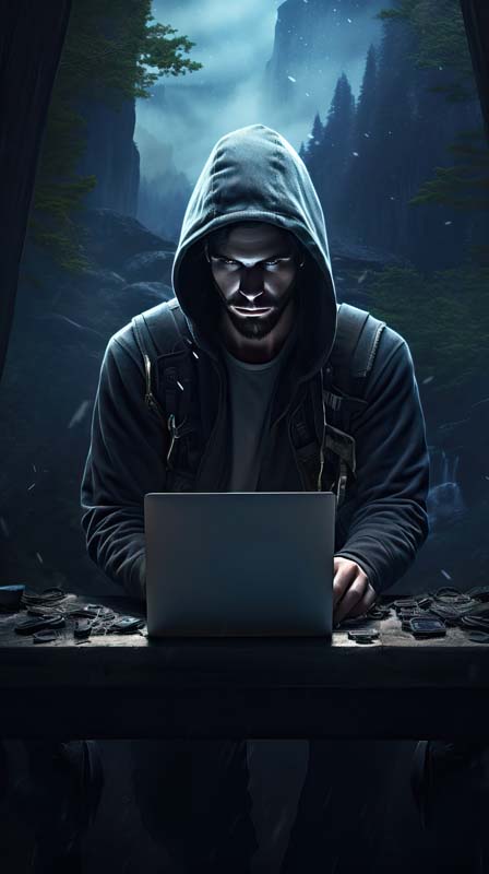 تصویر با کیفیت هکر در جنگل