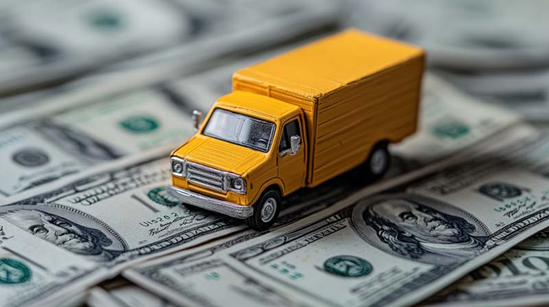 تصویر زیبا از کامیون پلاستیکی و دلار
