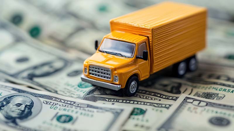 تصویر کامیون پلاستیکی و دلار