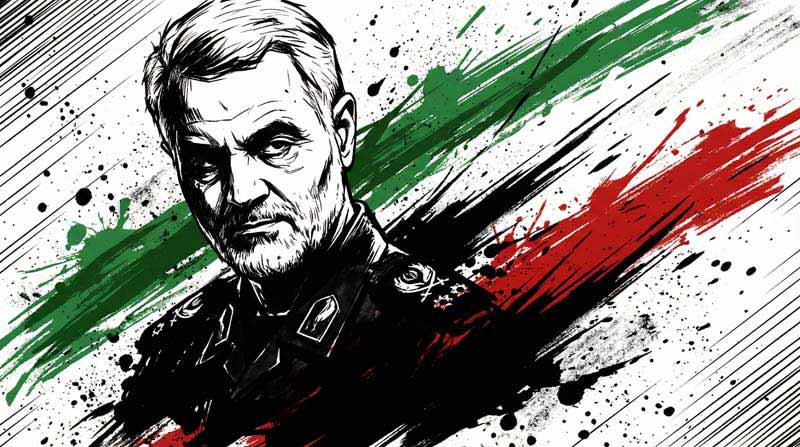 دانلود تصویر باکیفیت سردار سپهبد قاسم سلیمانی و پرچم ایران