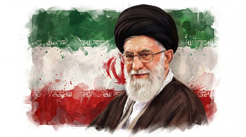 تصویر آیت الله خامنه ای و پرچم ایران