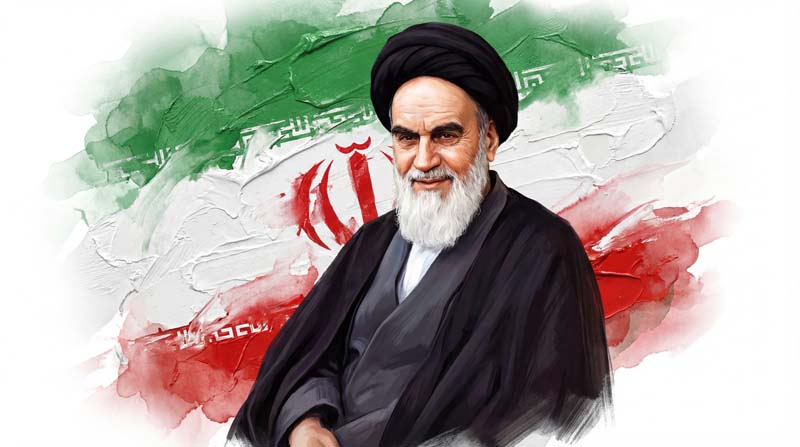 تصویر حضرت امام خمینی و پرچم ایران