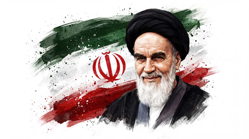 تصویر حضرت امام و پرچم ایران