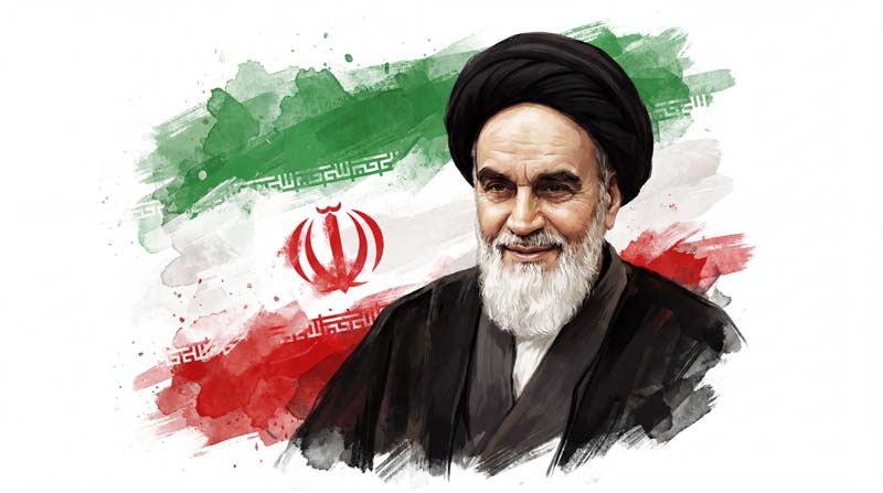 تصویر حضرت آیت الله خمینی با پرچم ایران