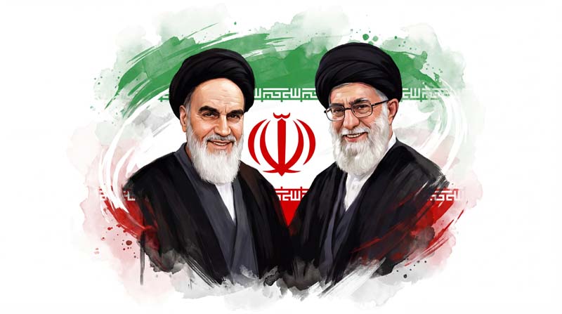 تصویر حضرت امام خمینی و رهبر انقلاب و پرچم ایران