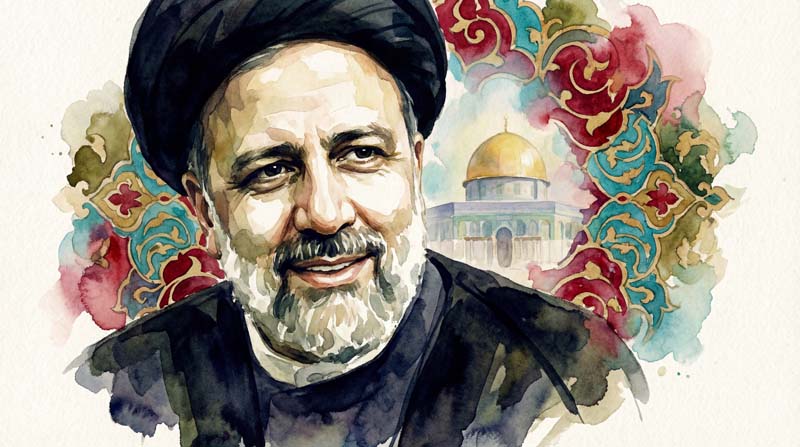 تصویر نقاشی شهید رئیسی و مسجد الاقصی