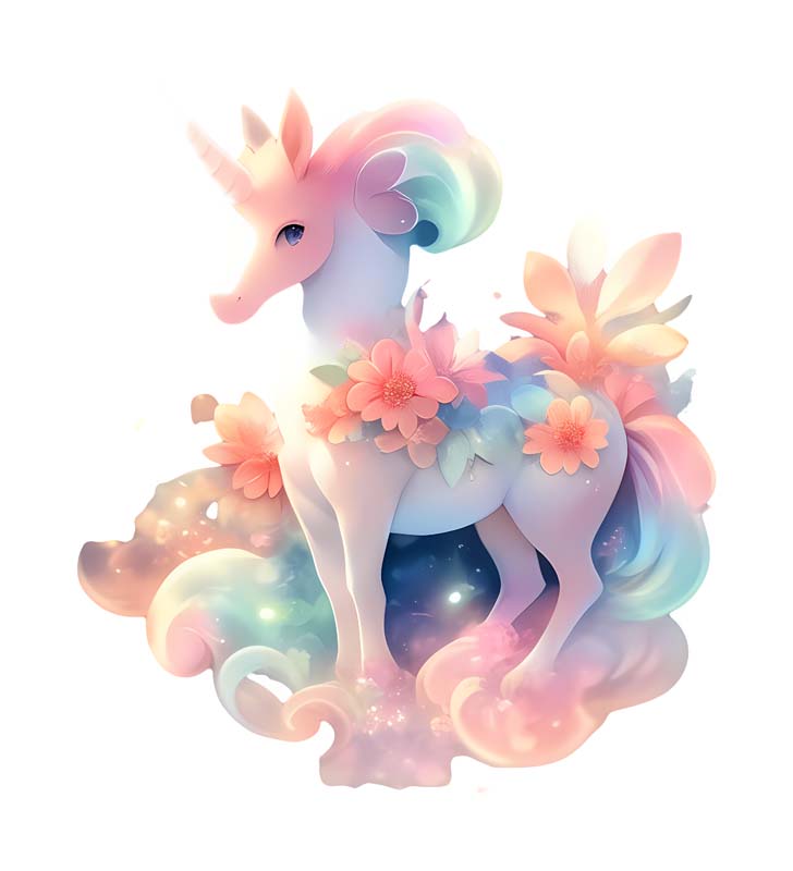 دانلود طرح اسب تکشاخ روی ابر